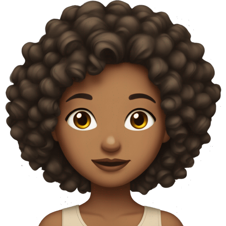 Tan skin girl dark curly hair lashes emoji