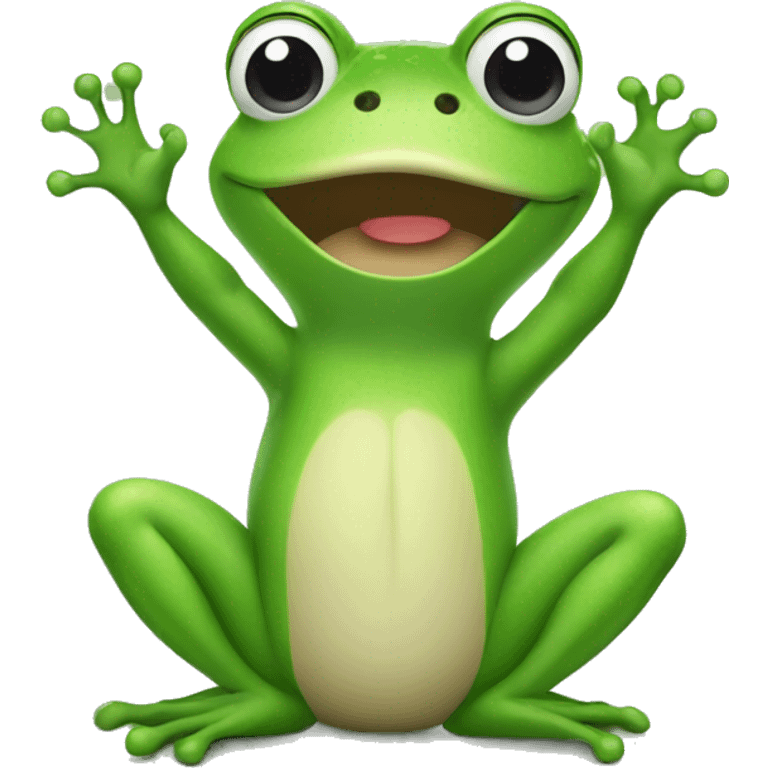 Frog with hands up emoji