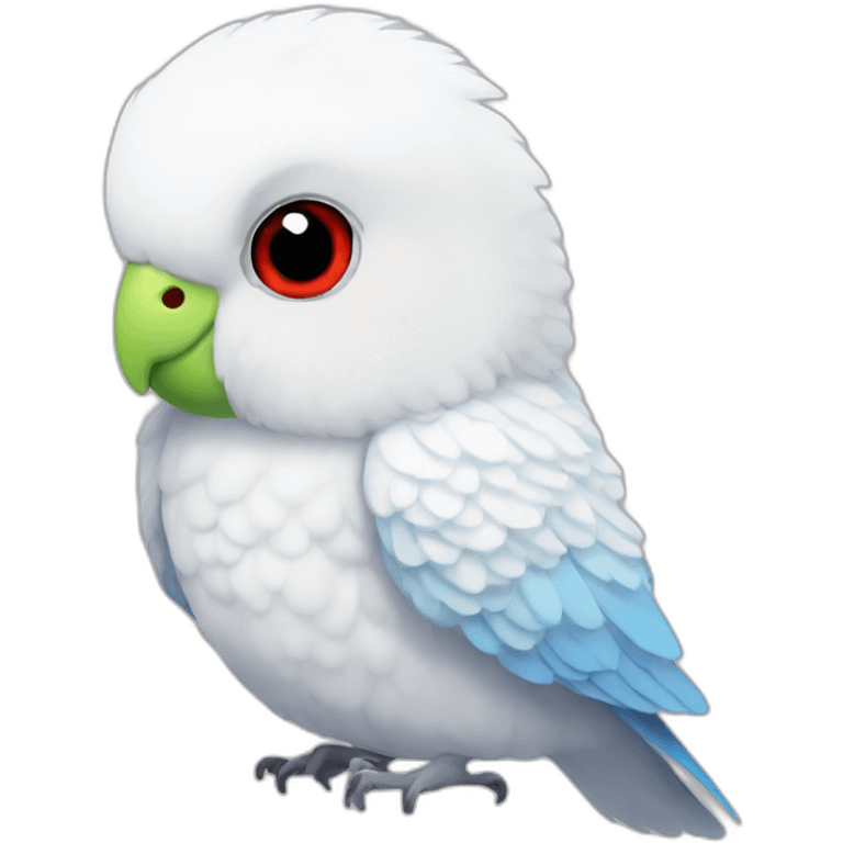 White budgie with red eyes emoji