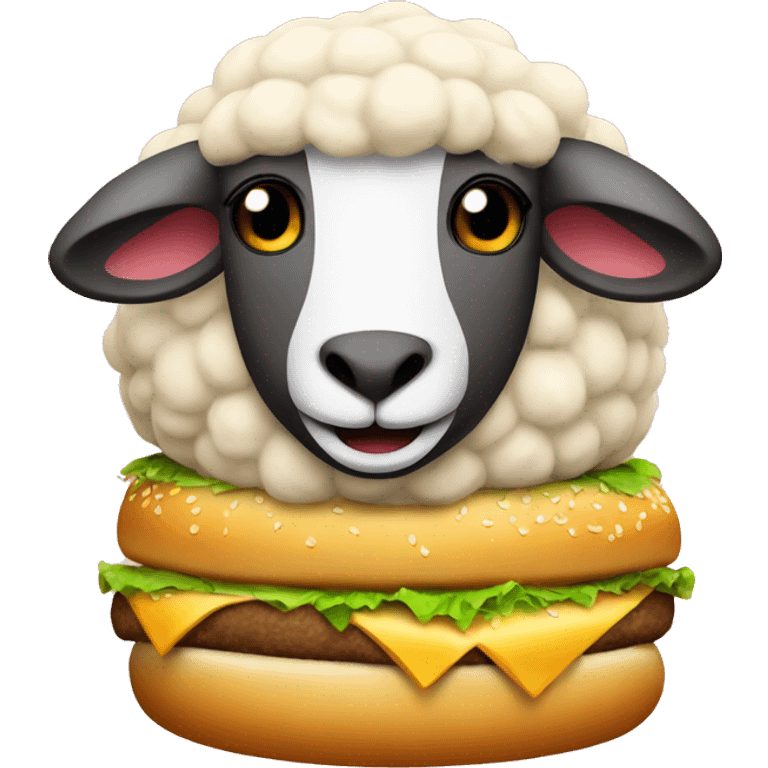 a sheep in a giant cheeseburger emoji