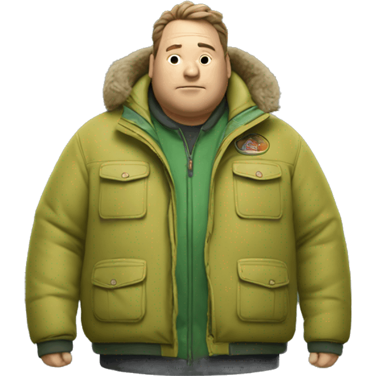 Fat man with Napapijri Rainforest Jacket emoji