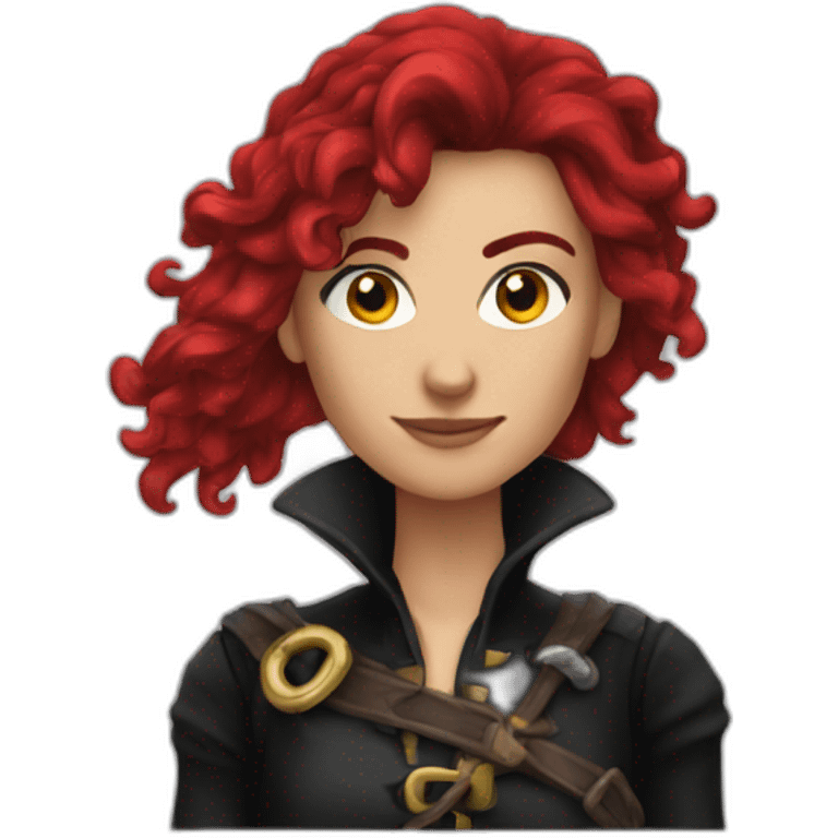 female-pirate-red-short-haircut-hook-hand emoji