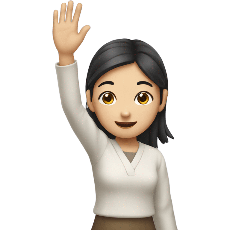 asian girl waving her hand emoji