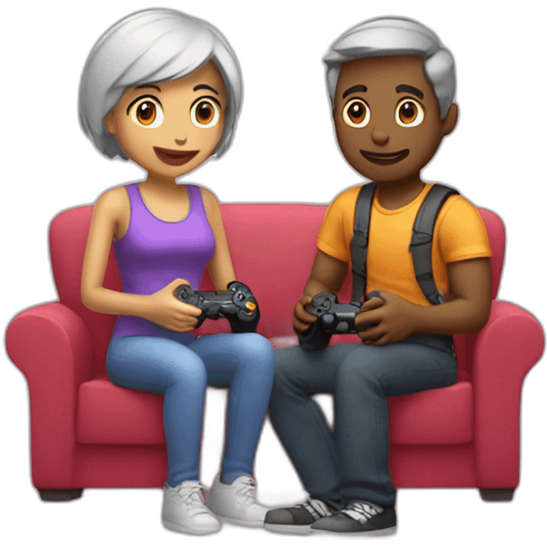 couple playing video game together emoji