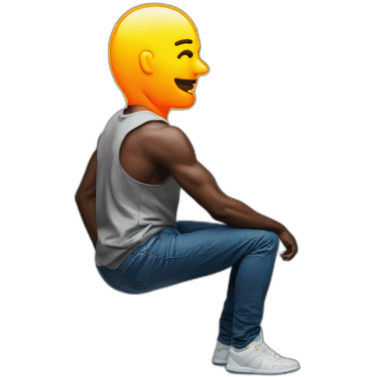 Juicy booty neon sign style man emoji