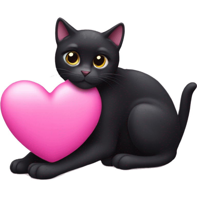 black cat with pink heart emoji