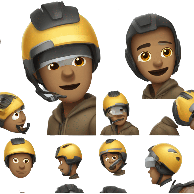 Guy wearing helmet, dizzy, in a wheelchair emoji