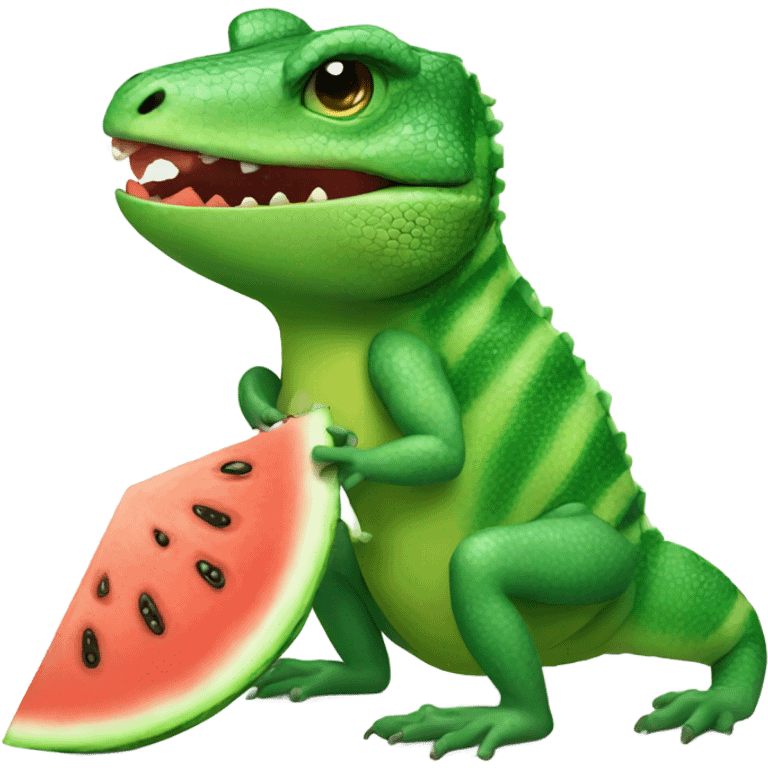 A lizard eating a watermelon  emoji