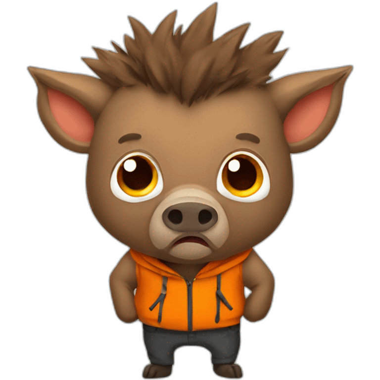 ANGRY wild boar with orange jacket emoji