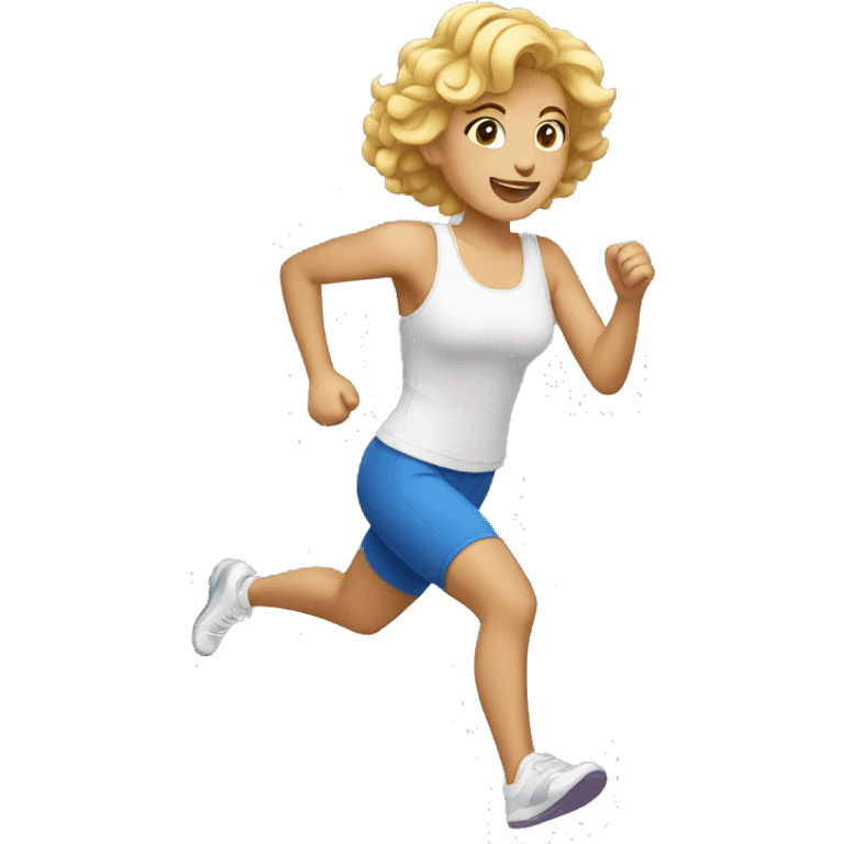 woman with short curly blone hair running  emoji