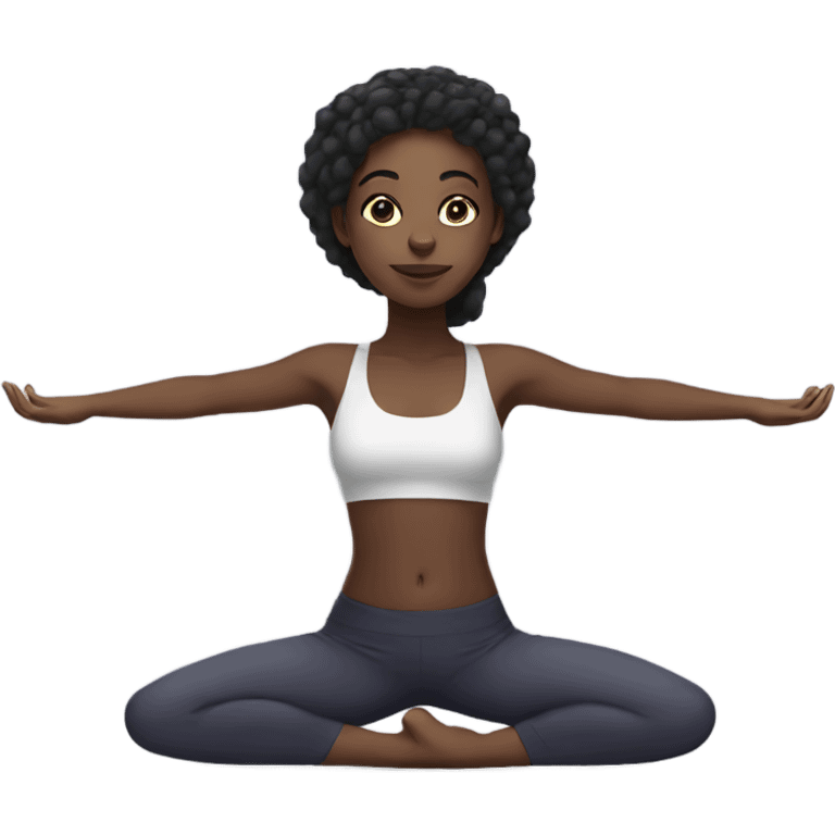 Black girl, straight hair, yoga emoji