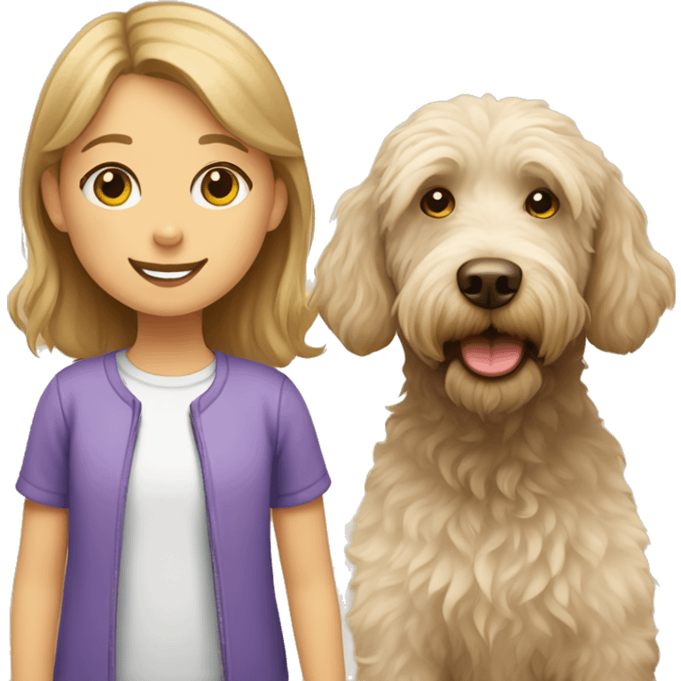 Labradoodle and little girl emoji