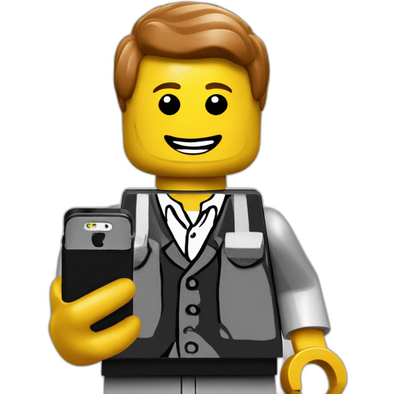 lego man holding an iphone emoji