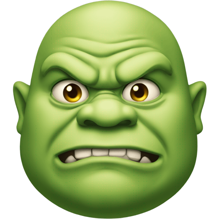 Fat green ogre glaring to the right smirking standing  emoji