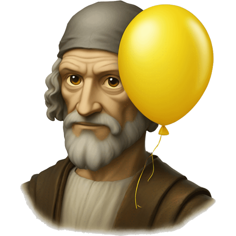 leonardo da Vinci holds a yellow balloon in his hand emoji