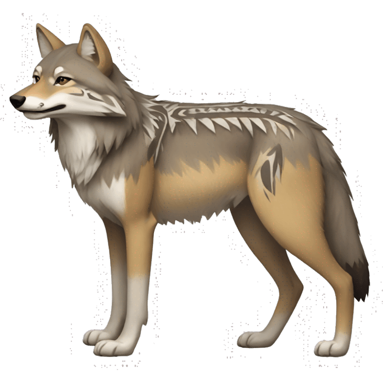 Coywolf With Tribal Markings Full Body emoji