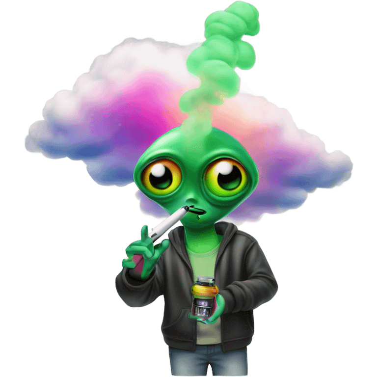 Alien smoking a vape emoji