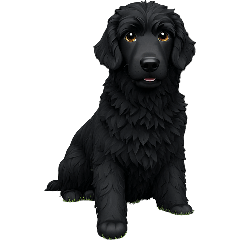 black dog on grass emoji