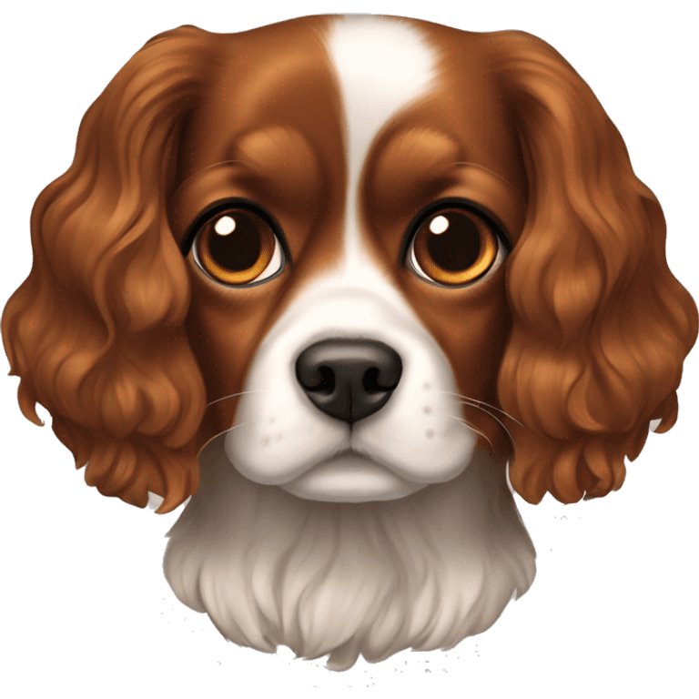 Brunette girl and cavalier King Charles spaniel blenheim color emoji