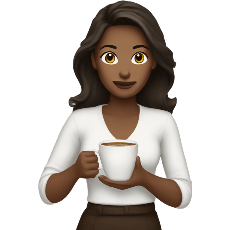 Brunette with Coffee emoji