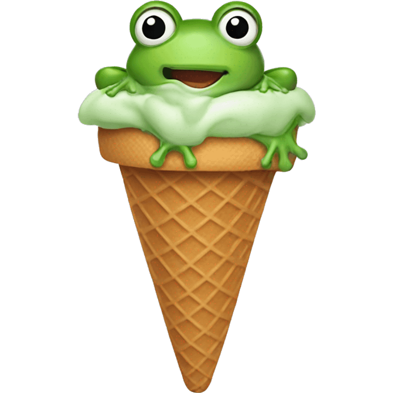 ice cream cone with frog on top emoji