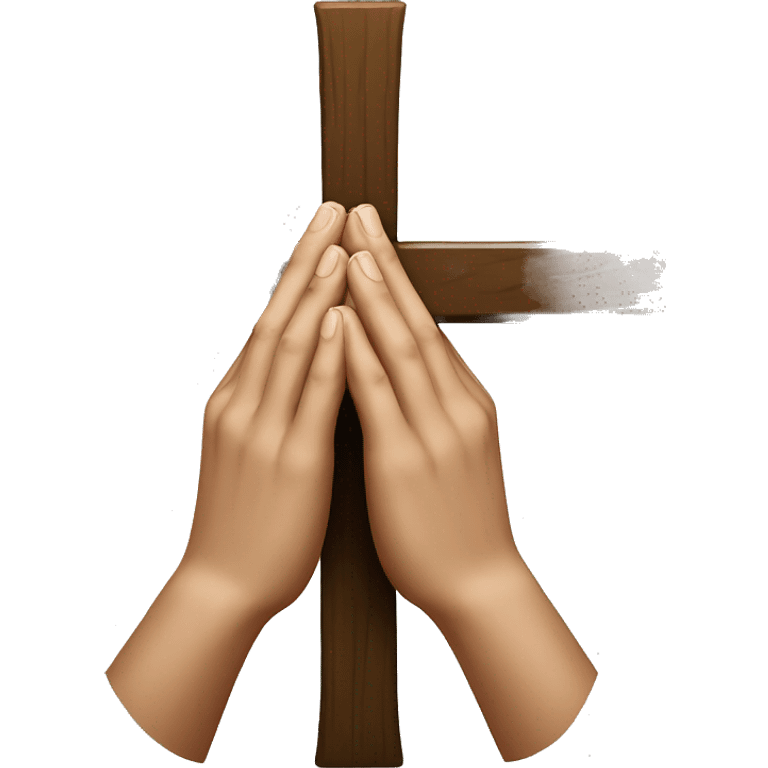 Hands praying with cross  emoji