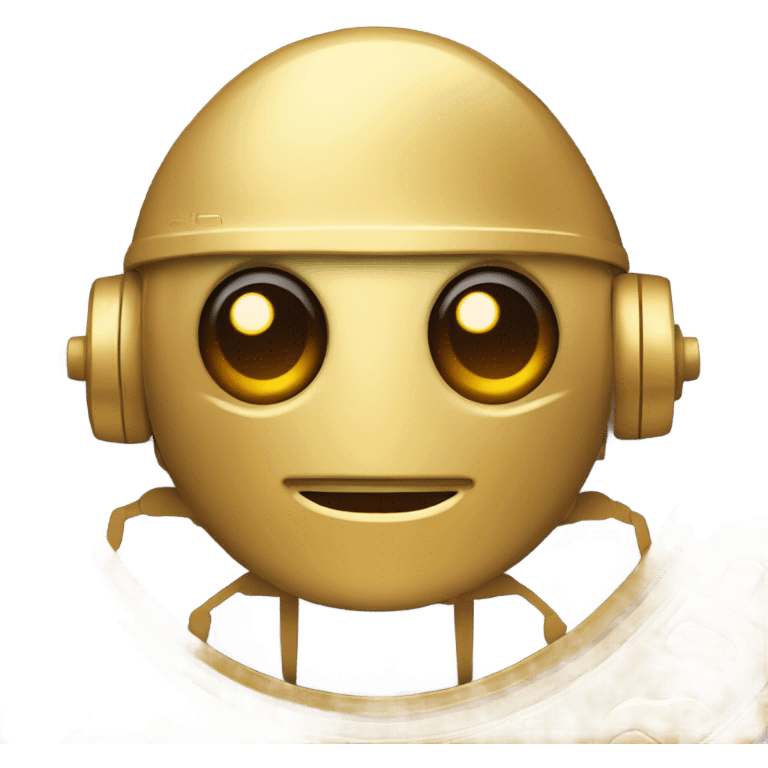 gold coin with robot design with brown eyes emoji