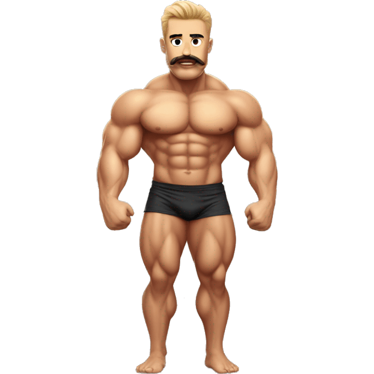 Muscular gay bodybuilder with mustache bikini realistic emoji