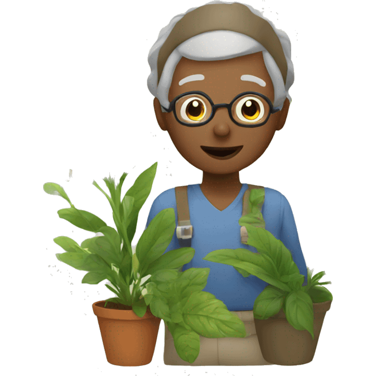 grandparents with plants emoji