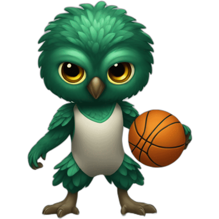 Dark green Owlet playing basketball emoji