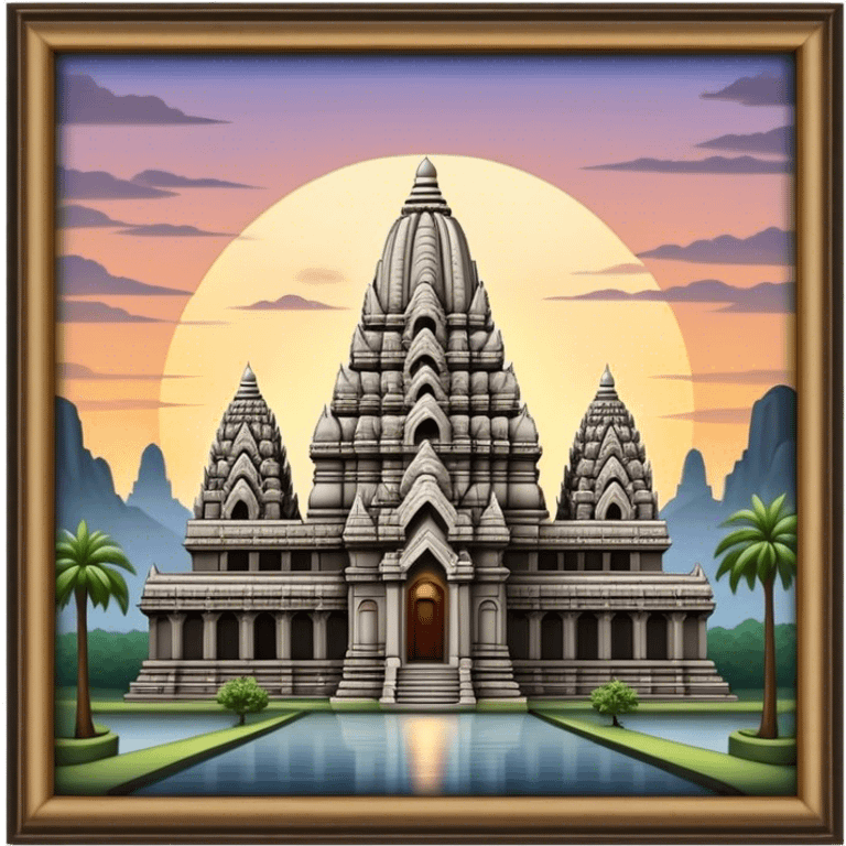 Cinematic Realistic Prambanan Temple Landmark Emoji, depicted as an ornate Hindu temple complex rendered with lifelike detail and dramatic, historical lighting. emoji