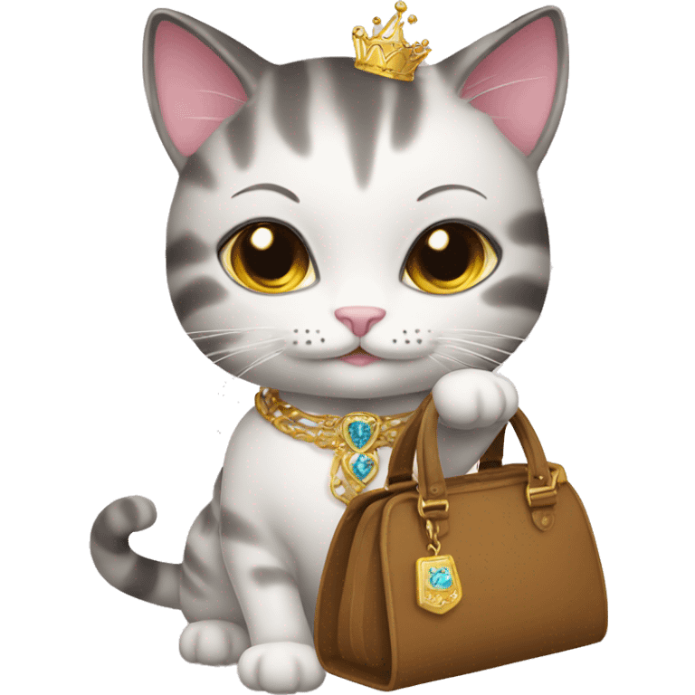 Princess Cat with hand bag  emoji