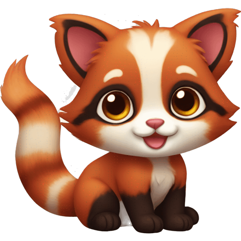 Cute Adorable Red Panda Cat hybrid full body emoji