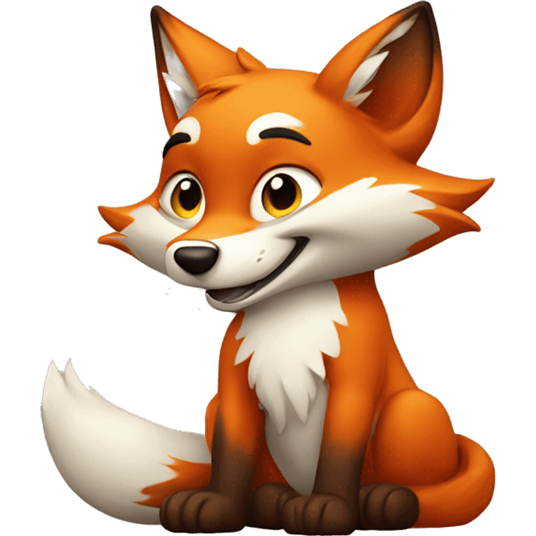 The satisfied fox waves his paw emoji