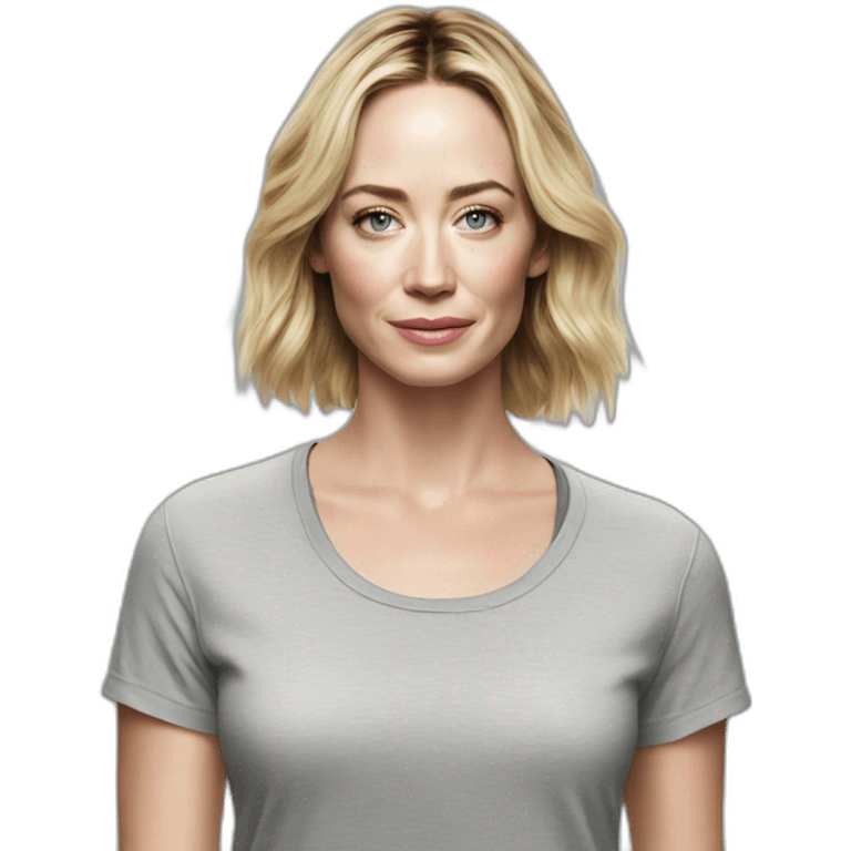 blonde Emily blunt wearing tee emoji