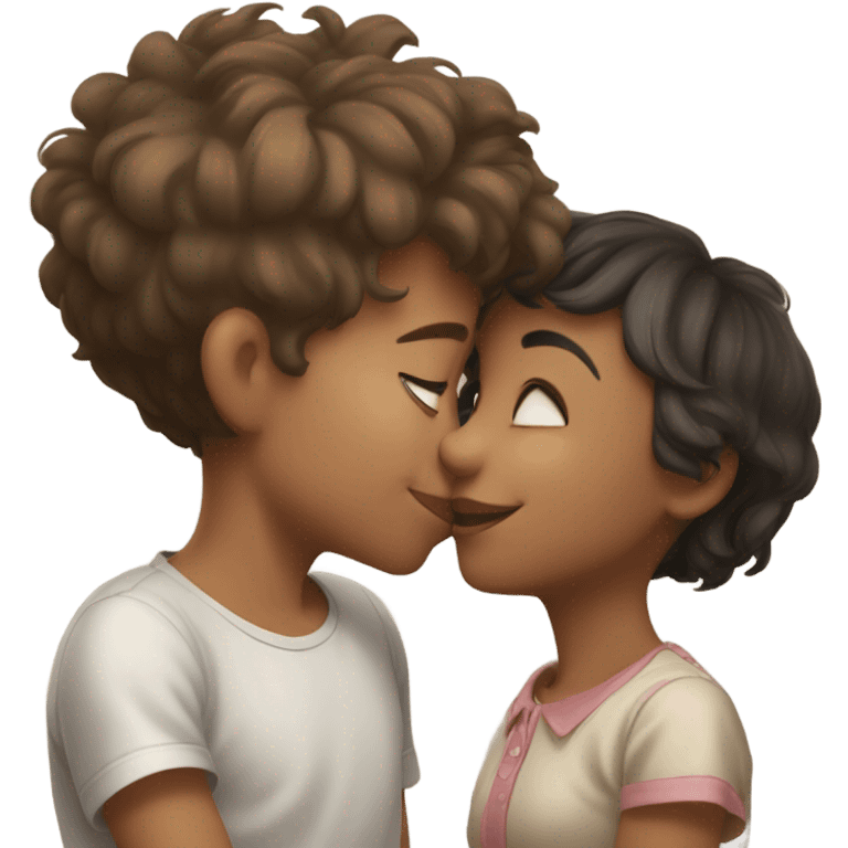 boy and girl portrait kissing emoji