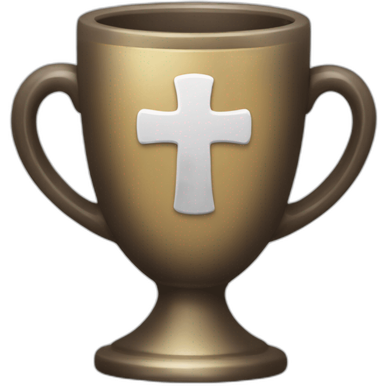 empty Christian cup for the winner with a cross emoji