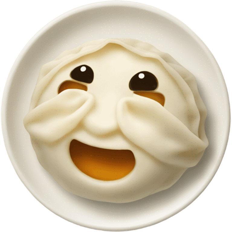 Soup dumpling with face emoji