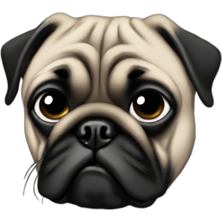 pug negro feo con cara de tonto emoji