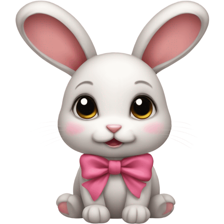 cute bunny with cute bow emoji