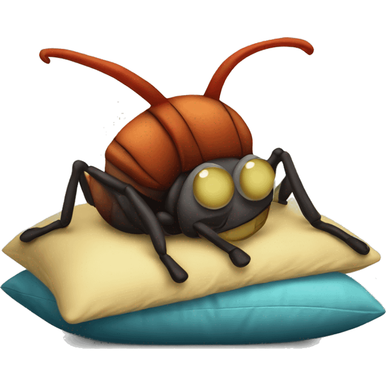 pillow thith a bug emoji