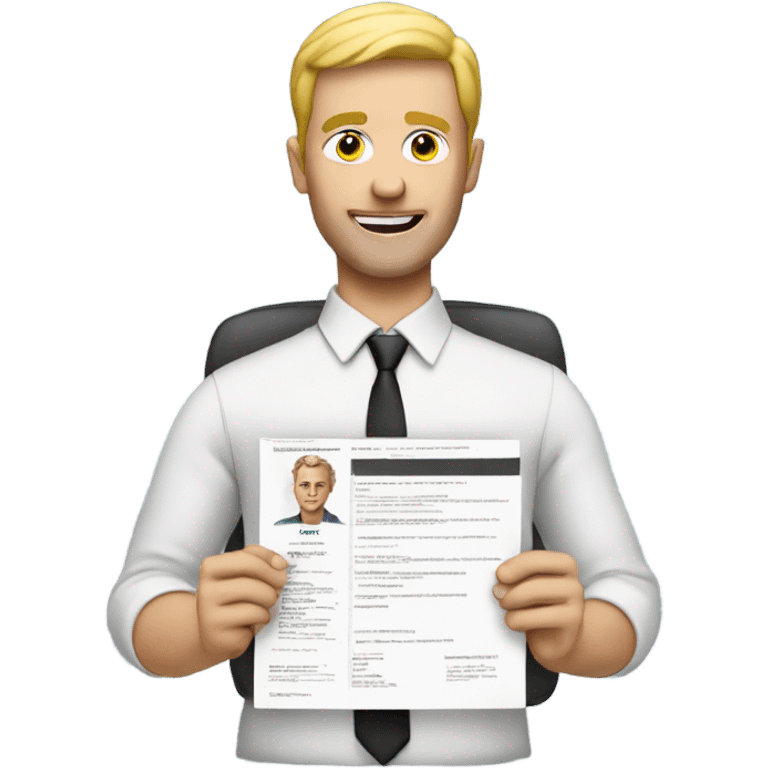 White man holding a resume emoji