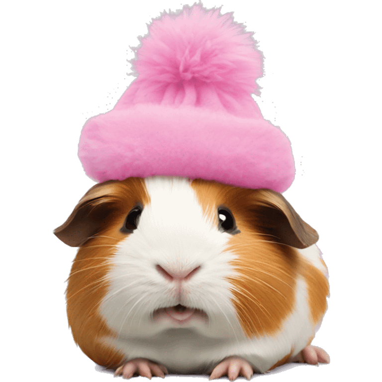 guinea pig with pink fluffy hat on emoji