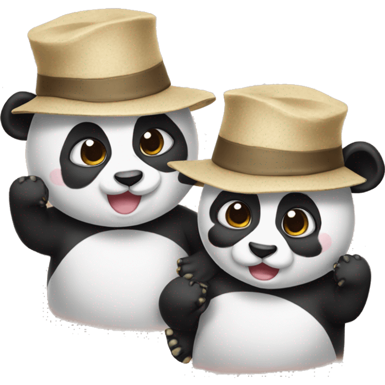 Twin pandas wearing hats emoji