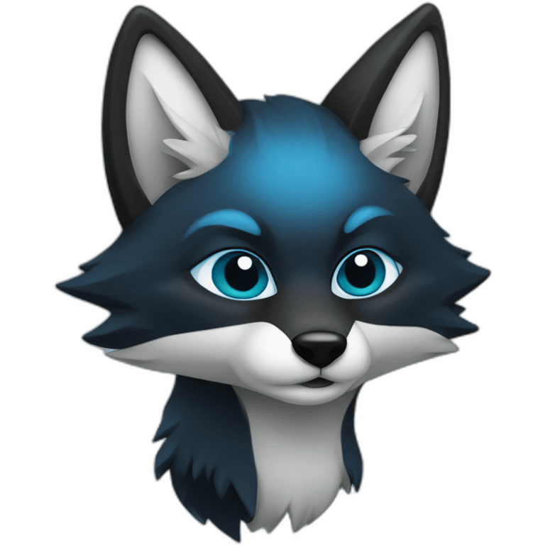 Cracking black and Blue Fox emoji