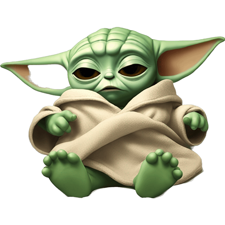 baby yoda is lying in bed with his eyes closed. Around him are flying letters ZZZZ emoji