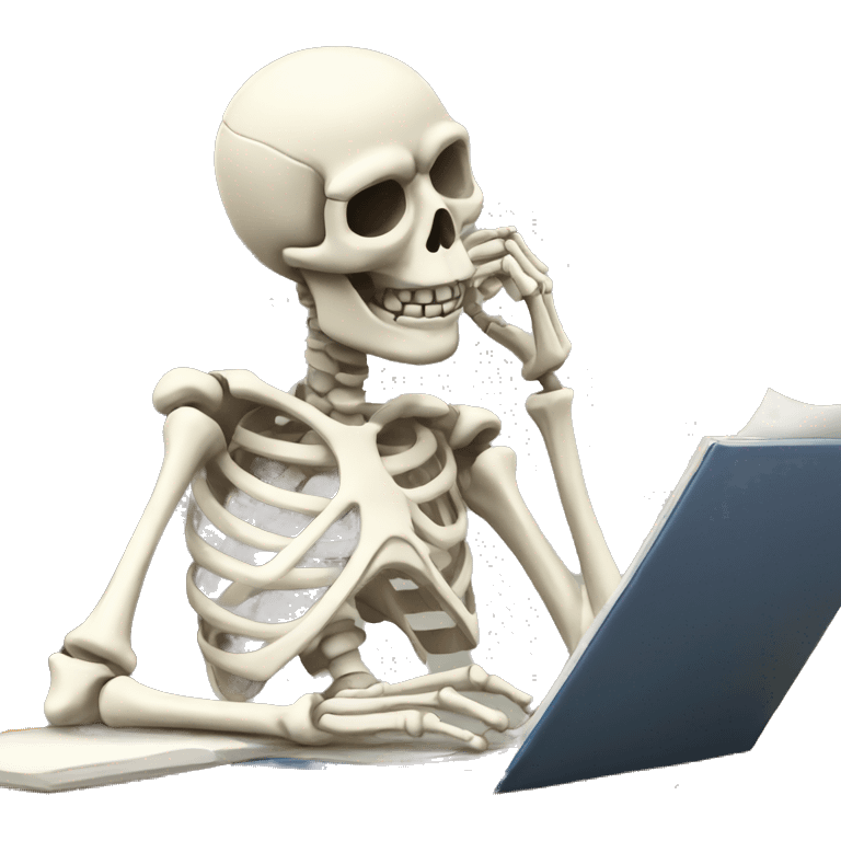 skeleton tired and studying emoji