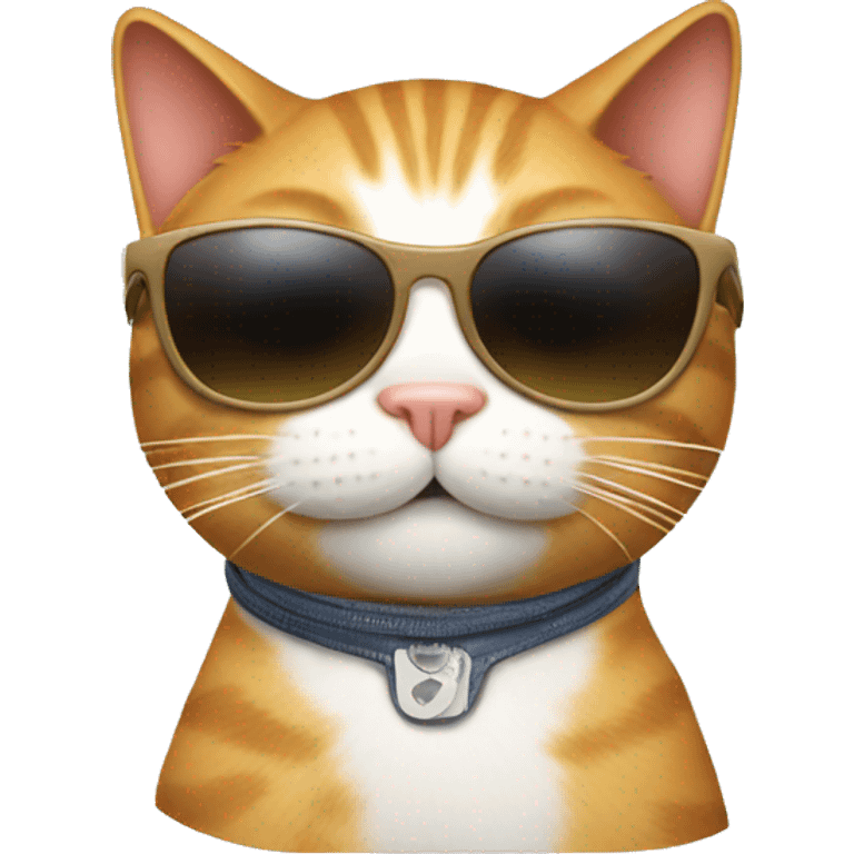 Cat with sunglasses on airplane emoji