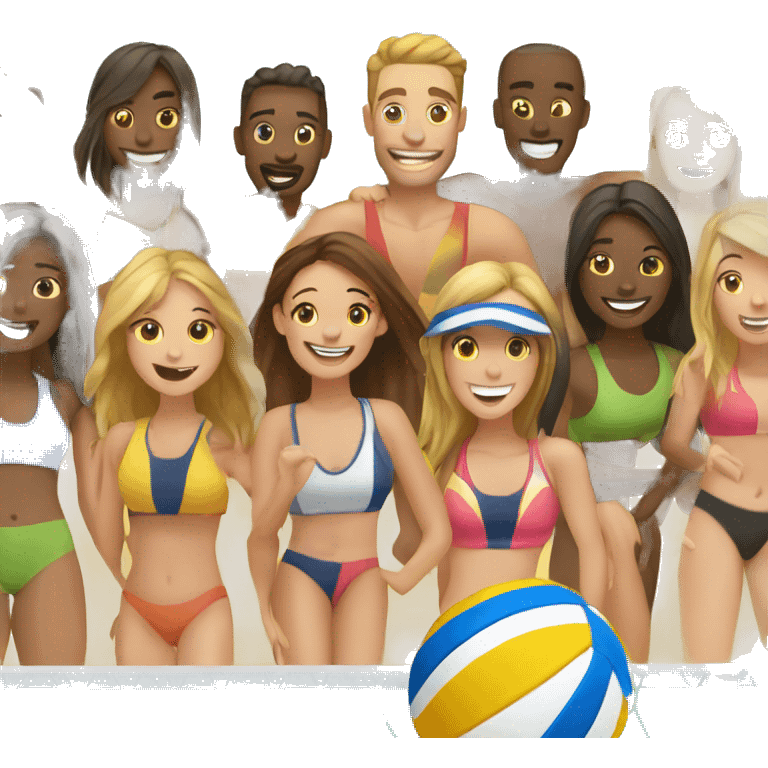 Group of People playing Beachvolleyball  emoji