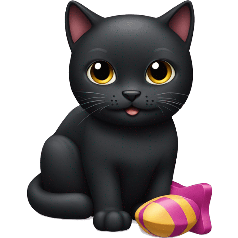 Black cat with toy emoji